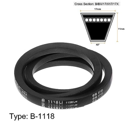 HARFINGTON B-1118 V-Belts Drive Belt 1118mm(44") Inner Girth 17mm Top Width B Section Rubber for Power Transmission - size: 1118mm