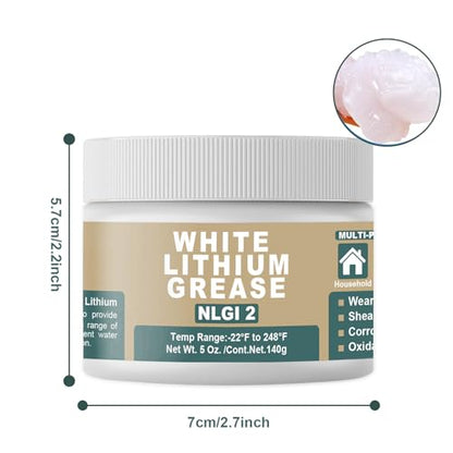 BTAS White Lithium Grease Lubricant for Door Hinge/Opener/Wheels/Screw 5oz - size: 5 oz
