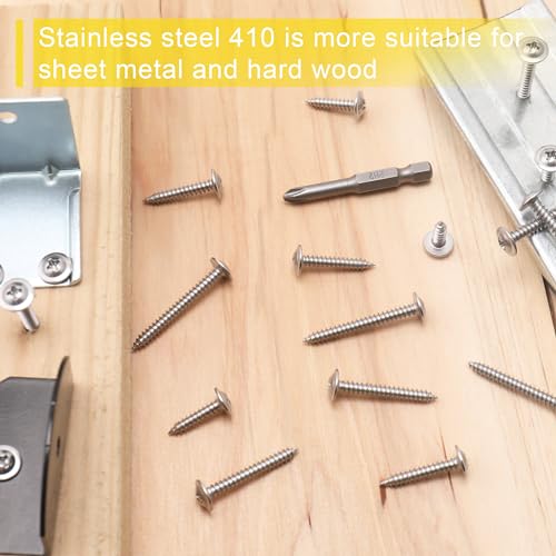 JEGONFRI 200PCS #8 x 3/4" 410 Stainless Steel Self Tapping Wood Screws - size: #8 x 3/4" Single, style: Self-tapping - Truss