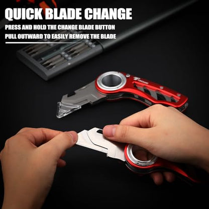 Tondiamo 2 Pcs Folding Pocket Utility Knife Box Cutter, Red - color: Red