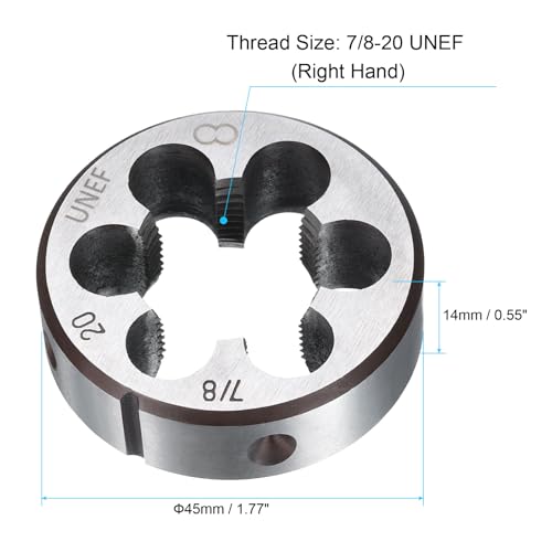 uxcell Round Threading Die 7/8-20 UNEF Thread Right Hand Screw Cutting Fixed Dies, Alloy Tool Steel Tapping Repair Tool - size: 7/8-20 UNEF