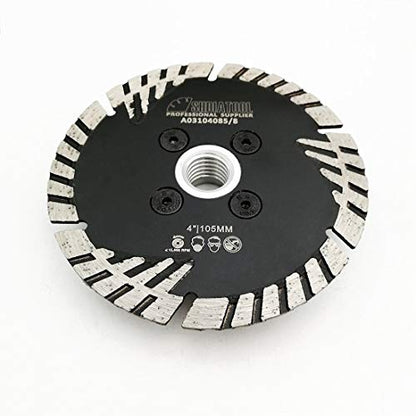 SHDIATOOL Diamond Turbo Blade Dia 4 Inch with Slant Protection Teeth Cutting Stone Granite Marble Concrete Brick with 5/8-11 Thread - size: 105mm(5/8-11 Thread)