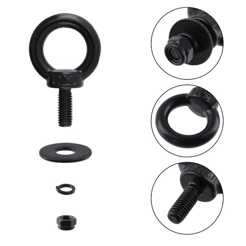 Antrader Lifting Shoulder Eye Bolts,Eye Bolts with Nuts,M5,Black - size: M5-(With Lock Washers)