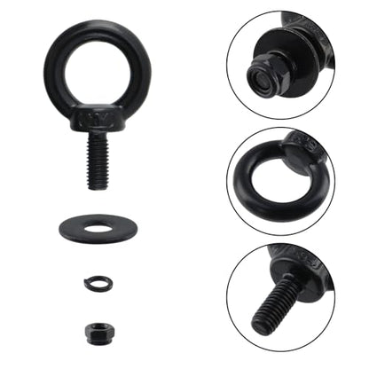 Antrader Lifting Shoulder Eye Bolts,Eye Bolts with Nuts,M5,Black - size: M5-(With Lock Washers)