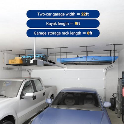 FLEXIMOUNTS 4x8 Overhead Garage Ceiling Storage Rack, 2 Pack, Hammertone - color: Hammertone, size: 4x8 ft