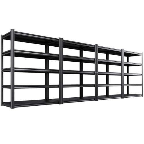 4-Pack Heavy Duty Garage Shelving for Large Storage & Garage Organization, 71"H x 46"W x 20"D Adjustable 5-Tier All Metal Storage Shelf for Tools, Storage Bins, Bulk Items, Warehouse & Workshop - size: 45.7"Wx20"Dx71"H