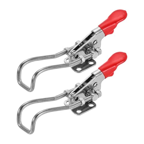 HARFINGTON 2pcs 40323 Toggle Latch Clamp M5 x 42mm 400lbs Holding Capacity Adjustable Quick Release Pull Latches 304 Stainless Steel Hasp Clamps for Smoker Lid Jig Tool Boxes Case Door