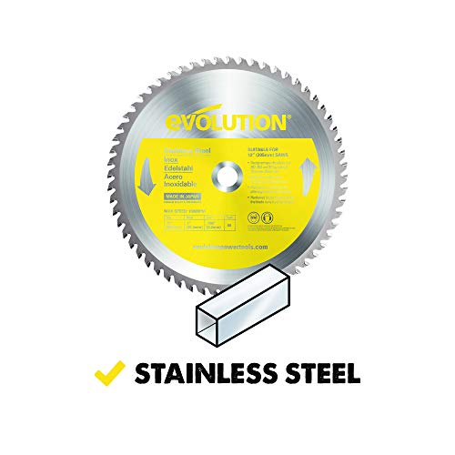 Evolution Power Tools 12BLADESS Stainless Steel Cutting Saw Blade, 12-Inch x 80-Tooth, Yellow - size: 12 Inch, style: Stainless Steel