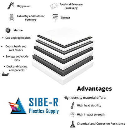 Black Marine Board HDPE Polyethylene Plastic Sheet 1/2" x 6" x 12"