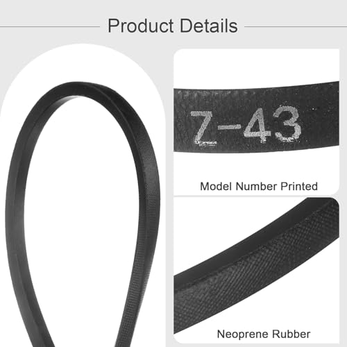 HARFINGTON Z-43 Z Type V-Belt 1080mm/42.5" Inner Length x 0.39" Width x 0.24" Height, Z-Type Closed-Loop Rubber Transmission Belt - size: Z-43