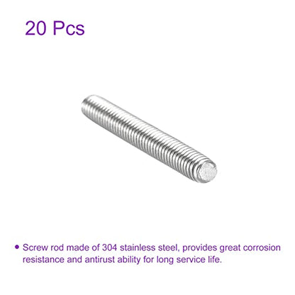 DMiotech 20 Pack M5 x 35mm Fully Threaded Rod 304 Stainless Steel Right Hand Threads Rod Bar Studs Clamps and U-Bolts - size: M5 x 35mm