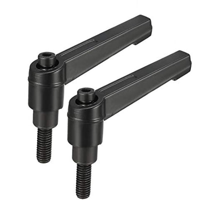 uxcell M6 x 16mm Handle Adjustable Clamping Lever Thread Push Button Ratchet Male Threaded Stud Knobs Rotating Screw Handles Bolts with Locking Lever Black 2pcs - size: M6x16mm