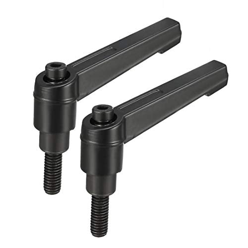 uxcell M6 x 16mm Handle Adjustable Clamping Lever Thread Push Button Ratchet Male Threaded Stud Knobs Rotating Screw Handles Bolts with Locking Lever Black 2pcs - size: M6x16mm
