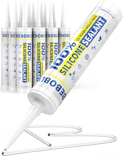 Silicone Caulk & Sealant Clear, 100% Waterproof Silicone Sealant, Shrink & Crack Proof, Silicone Sealant Caulking for Kitchen, Bathroom, RV, Interior & Exterior Use, 10.2 FL. OZ/300ML, 12 Pack - color: Clear, size: 12 Pack