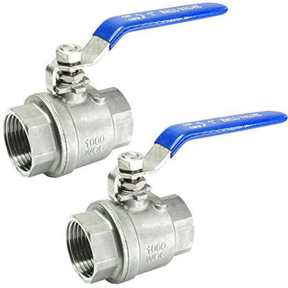 2PCS 1" Full Port Ball Valves 316 Stainless Steel NPT Female Thread Ball Valve for Water, Oil, and Gas - size: 2-pack x 1 Inch