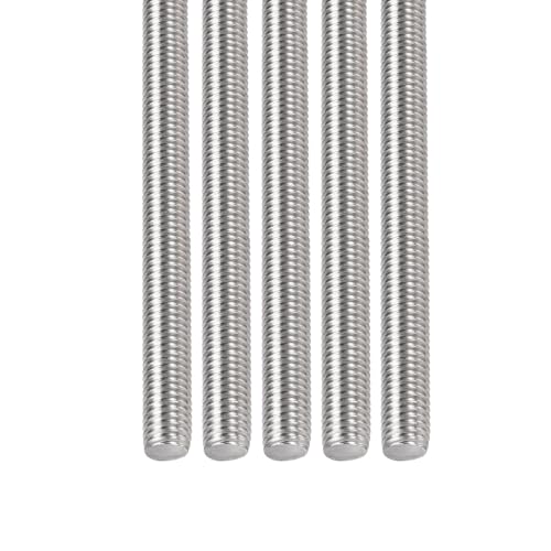 DTGN M10x1.5x100mm(DxPxL) Fully Threaded Rod - 5Pack - Good for Machinery - 304 Stainless Steel Right Hand Thread Rods Bar Studs - Silver - size: M10x1.5x100mm