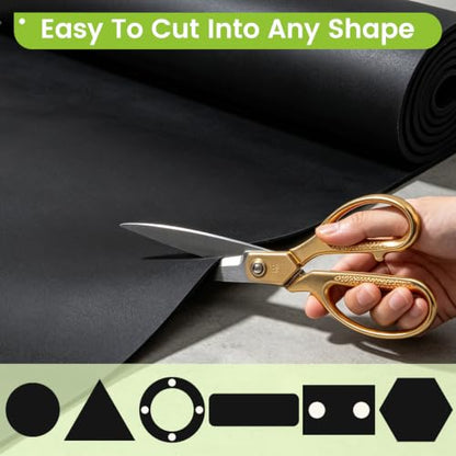 Neoprene Rubber Sheet 1/16" Thickx 40" Widex 120" Long, Solid Rubber Fabric Mat Rolls & Strips for Gaskets Material, Pads, Crafts, Weather Stripping, Flooring, Black - size: 1/16" Thick x 40" Wide x 120" Long