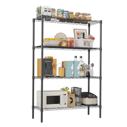 GarveeTech Heavy Duty Garage Shelving Unit, 36 in L x 14 in D x 54 in H, Adjustable Wire Shelving Unit 1200 LBS Load Capacity, 4-Tier Durable Metal Shelves for Garage, Pantry, Basement, Workshop - color: Black, size: 36 in L x 14 in D x 54 in H