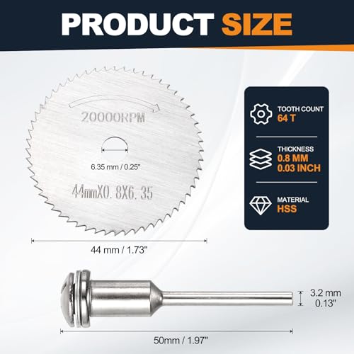 Cutting Wheel Set 2Pcs 1.73" 44mm Diameter HSS Circular Saw Blades - color: Silver, size: 1.73"(44mm) Diameter, 0.13"(3.2mm) Round Shank
