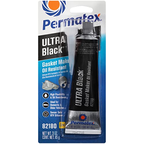 Permatex 82180 Ultra Black Maximum Oil Resistance RTV Silicone Gasket Maker, Sensor Safe and Non-Corrosive, for High Flex and Oil Resistant Applications 3 oz - size: 3 Fl. Oz., style: Ultra Black