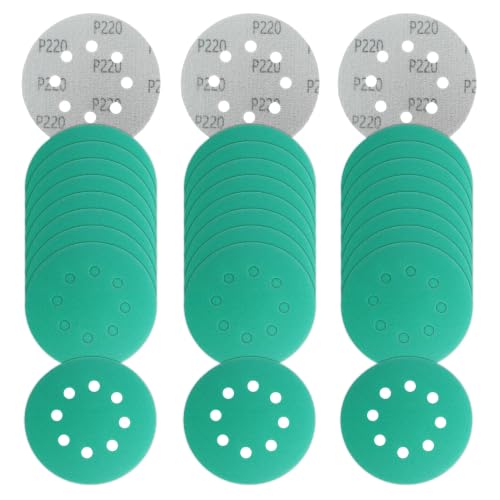 5 Inch 8 Hole 220 Grit Hook&Loop Wet/Dry Heavy-Duty Sanding Discs 50PK - size: 220 Grit