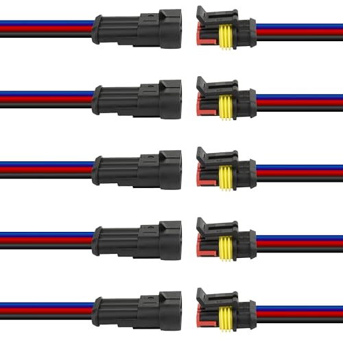 BFXM 5 Sets Car Waterproof Electrical Connector, 16 AWG 3 Pin Connector - color: 3pin, size: 5 Sets
