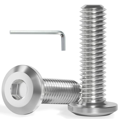 VGBUY M6-1.0 x 10 mm 100Pcs Flat Head Hex Socket Cap Screws Bolts,304 Stainless Steel 18-8,Full Thread,Hex Spanner Included (VG30102) - size: M6 x 10-100pcs