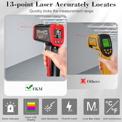 FKM Infrared Thermometer Gun Non Contact Laser Thermometer Gun-58°F~1112°F - color: Red