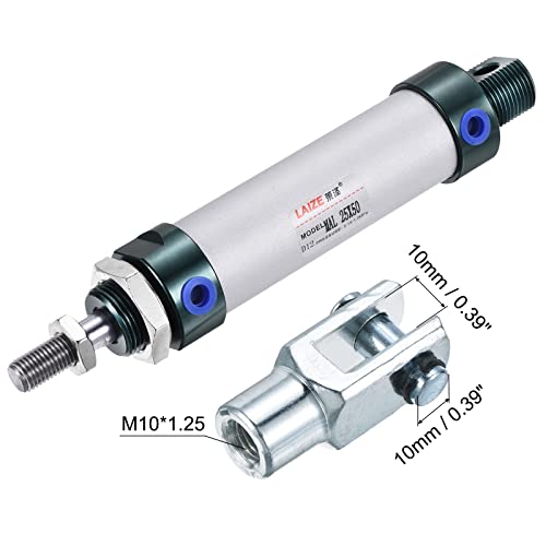 MECCANIXITY Pneumatic Air Cylinder Double Action MAL25X50 25mm Bore 50mm Stroke with Y Connector and 4Pcs Quick Fitting Set - size: 25X50 mm