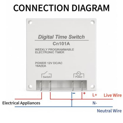 Programmable Timer Relay Digital LCD Display DC 12V Timer Switch