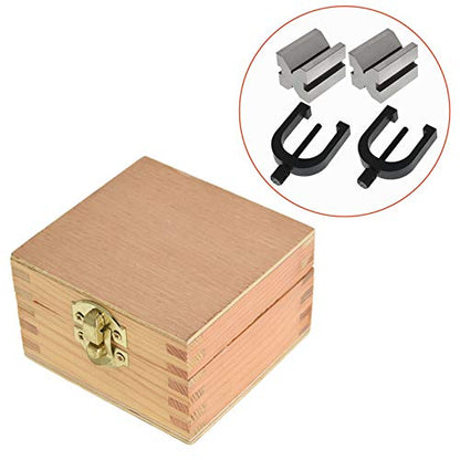 waltyotur V Block Set with Clamp Hardened Steel 90 Degree Angle Precision V Block Set 1-5/8x 1-1/4 x 1-1/4 Multi-Use Gauge Gage Machinist Tool with Box