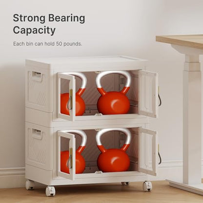 UAMFURI Stackable Storage Bins with Lids, 96QT Extra Large Storage Cabinets - color: White