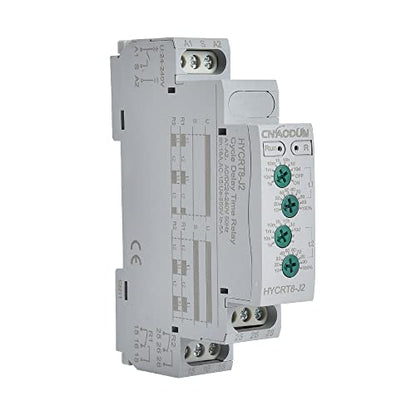 CNAODUN Asymmetric Cycle Time Relay HYCRT8-J2 0.1s-10days AC/DC 24-240V 2 Outputs Cycle Time Delay Relay DIN Rail Mount Type - size: HYCRT8-J2,Cycle Delay Dual Outputs