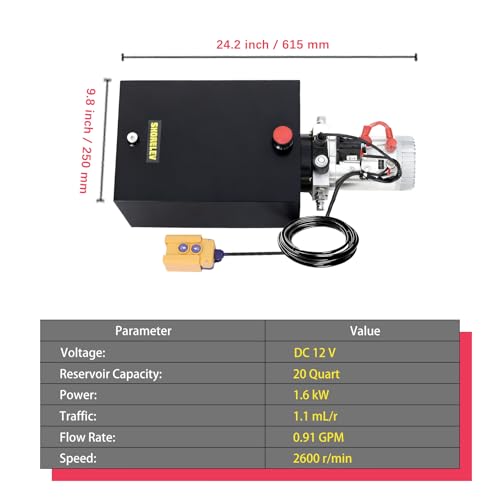12V DC Single Acting Hydraulic Power Unit, 20L Iron Reservoir, 3000 PSI for Dump Trailers, Tow Trucks, Construction Equipment, Heavy Duty Applications - color: Black, size: 12V DC 21QT Iron