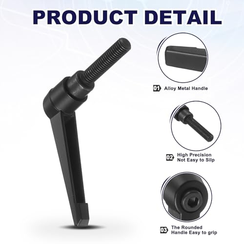 uxcell 2Pcs Adjustable Clamping Lever Handles, M10x40mm Zinc Alloy Male Thread Stud Knobs with Nuts Quick Release Bolt Rotating Screw Handles for Lathes Woodworking, Black - size: M10x40mm