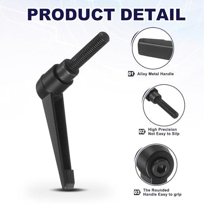 uxcell 2Pcs Adjustable Clamping Lever Handles, M10x40mm Zinc Alloy Male Thread Stud Knobs with Nuts Quick Release Bolt Rotating Screw Handles for Lathes Woodworking, Black - size: M10x40mm