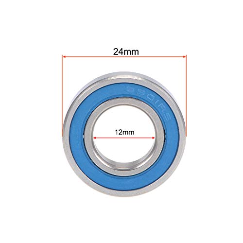 uxcell 6901-2RS Deep Groove Ball Bearings 12mm x 24mm x 6mm Double Sealed Chrome Steel Blue Cover P6(ABEC3) 2pcs - size: 12x24x6mm