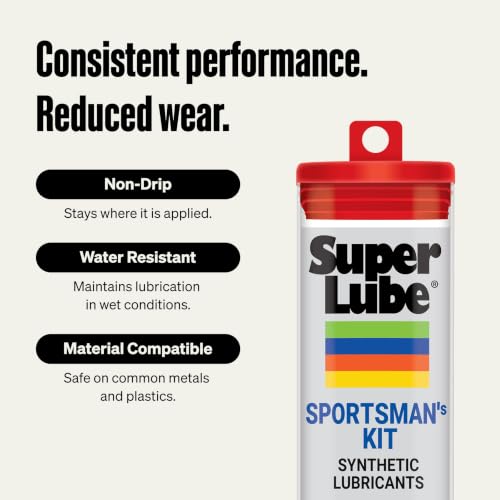 Super Lube Sportsman Kit - Multi-Purpose Synthetic Grease & Oil w/ Syncolon - Water Resistant Grease for Sporting Equipment - Long-Lasting Lubricant - Translucent White - 24 oz (11520)