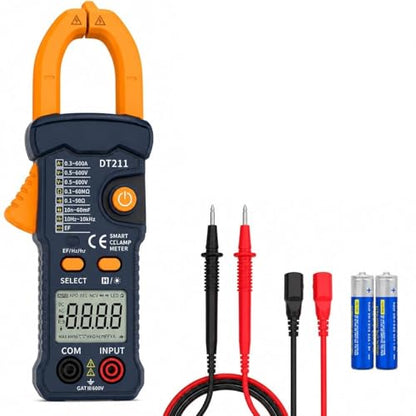 IZIO DT211 Mini Digital Clamp Meter, 600A AC Current Tester & 600V AC/DC Voltage Multimeter, True RMS, NCV Non-Contact Voltage Detector, Auto Range Resistance Capacitance Frequency Tester