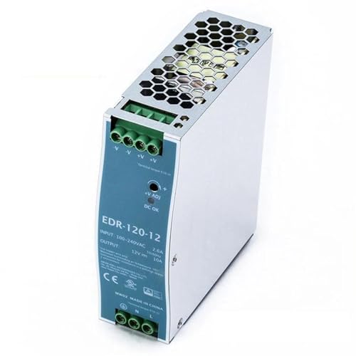 EDR-120-12 120W Power Supply - 12V 10A, AC-DC DIN Rail Power Supply for Industrial, Semiconductor, Automation and Electromechanical Applications