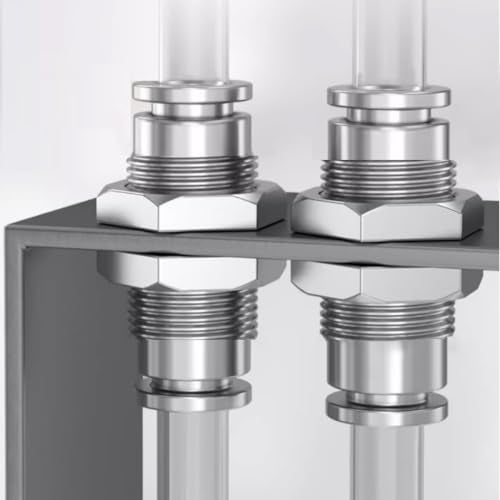 2Pcs Bulkhead Union 1/4" x 1/4" Tube OD Push to Connect Tube Fitting - size: 1/4" OD