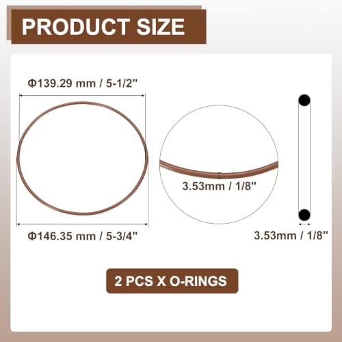Fluorine Rubber O-Rings 5-3/4" OD, 5-1/2" ID, 1/8" Width 2PCS - size: 5-3/4" OD, 5-1/2" ID, 1/8" Width