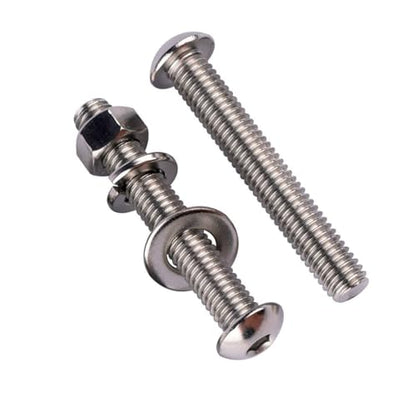 10 Sets 1/4-20 x 2 Button Head Socket Cap Bolts Screws, Hex Nuts, Flat & Lock Washers, 304 Stainless Steel 18-8 Fully Machine Thread, Silver - color: Silver, size: 1/4-20 x 2" (10 Sets)