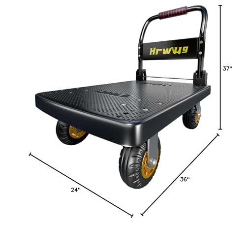 Push Cart, Folding Mobile Platform Trolley (Black) - color: Black