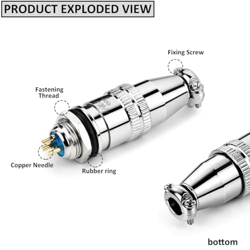CLYXGS [4 Pack] XS10 Aviation Connector Plug & Socket, 3 Pin, Quick Push-Pull Ball Detent Locking, 10mm Panel Cutout, 6A 250V Industrial Metal Wire Connector Adapter (XS10-3P) - style: XS10-3