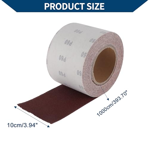 60 Grit Sandpaper Roll 4 Inch x 32.8 Feet Sandpaper Aluminum Oxide Emery Cloth Roll Sanding Paper for Wood Sanding Automotive Polishing Metal Sanding - size: 60 Grit