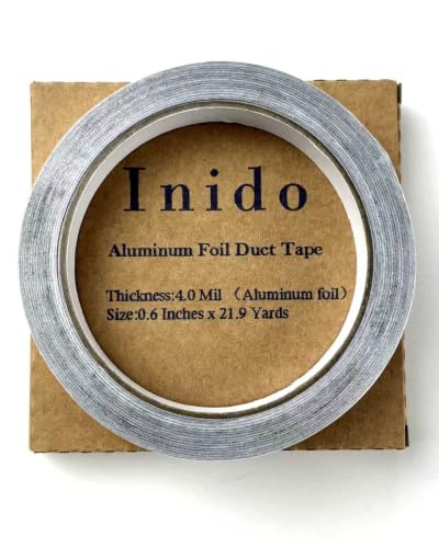 Aluminum Foil Tape 4 Mil, 0.6" x 21.9 Yd, High Temp Resistant, Metal patching, Crafts, Tight Spaces, Edges, and Detailed Repairs (0.6 in / 21.9 yd)