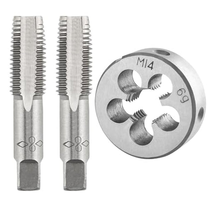 M14 x 1.5 Tap and Die Set, Metric Tap and Round Die Right Hand Fits for Screw Bolt Thread Repair and Tapping DIY Tool - size: M14-1.5mm