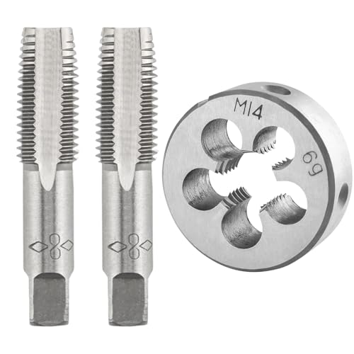 M14 x 1.5 Tap and Die Set, Metric Tap and Round Die Right Hand Fits for Screw Bolt Thread Repair and Tapping DIY Tool - size: M14-1.5mm