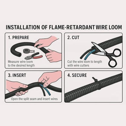Electriduct 1/4" Flame Retardant Polypropylene Split Wire Loom - 25 Feet - size: 0.25 Inch
